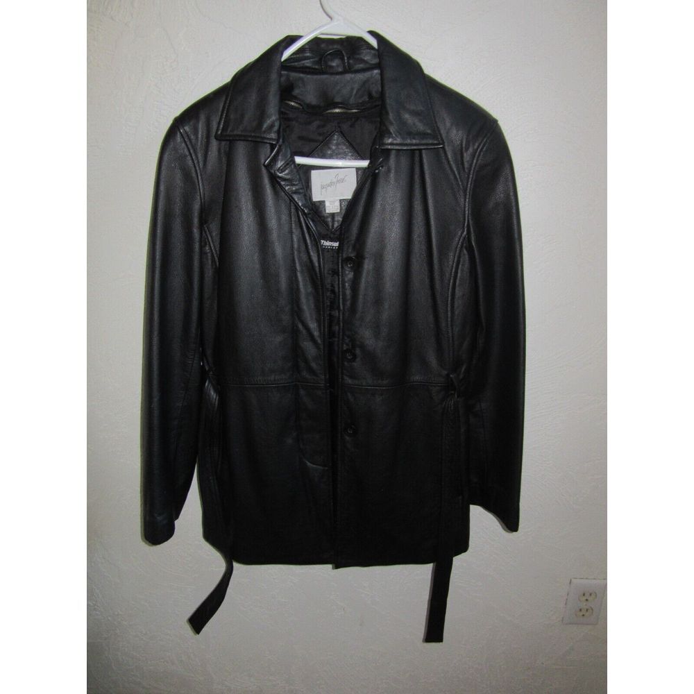 Jacqueline Ferrari Genuine Lambskin Black‎ leather jacket Womens Coat Size Small